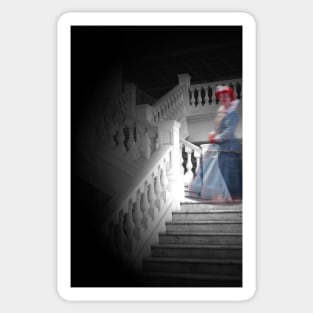 Ghostly lady on the staircase Sticker